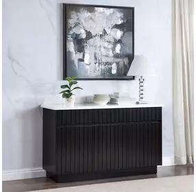 Jaramillo White and Rustic Espresso 3 Door Marble Top Server