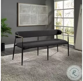 Jaramillo Black Chenille and Black 62" Upholstered Bench