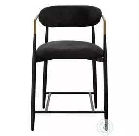 Jaramillo Black Chenille and Black Counter Height Chair Set of 2