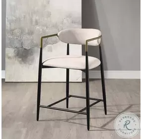Jaramillo Beige Linen and Black Counter Height Chair Set of 2