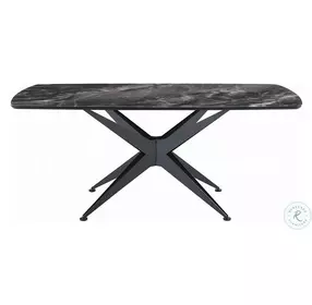 Klaus Crystal Tempered Glass Top and Black Rectangular Dining Room Set