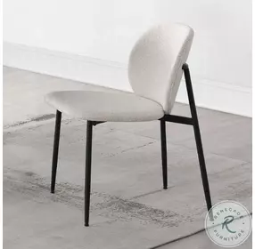 Klaus White Boucle and Black Side Chair Set of 2