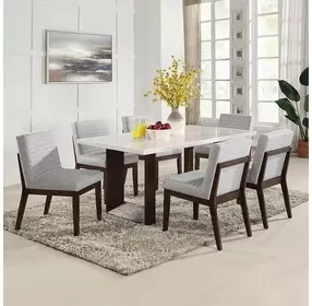 Edwyn White and Espresso 68" Rectangular Marble Top Dining Table