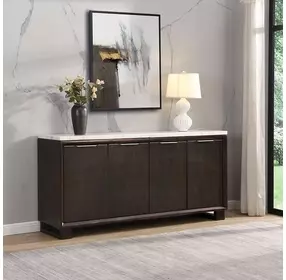 Edwyn White and Espresso 4 Door Marble Top Server