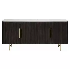 Clayten White and Espresso 4 Door Marble Top Server