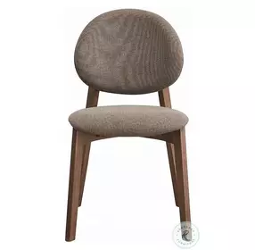 Hadasa Light Brown Linen and Walnut Side Chair Set of 2