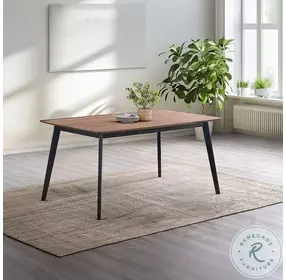 Rebi Walnut and Black 59" Rectangular Dining Table