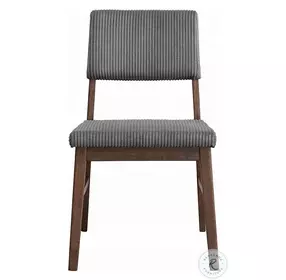 Seda Gray Corduroy and Walnut Side Chair Set of 2