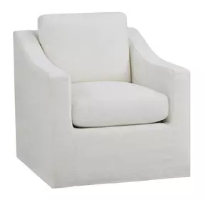 Augustine Cream Upholstered Slipcover Swivel Glider Accent Chair