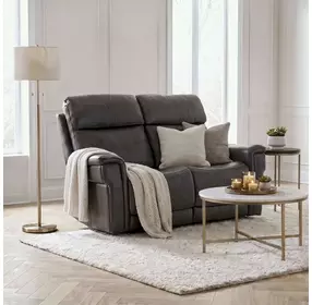 Celeste Sahara Dorian Gray Leather Zero Gravity Power Reclining 66" Loveseat With Power Headrest