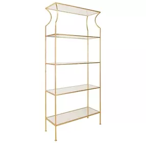 Dorothy Gold Leaf Etagere with 4 Glass Shelves