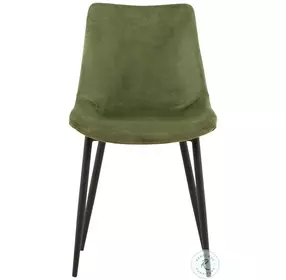 Castel Olive Green Fabric And Black Metal Legs Dining Chair