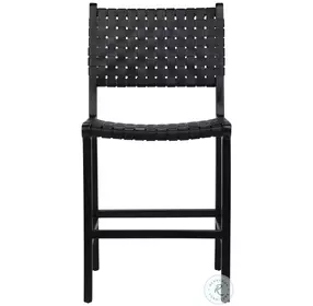 Dal Antique Black Leather Counter Height Stool