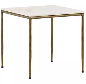 Perugia White and Gold Square Marble Top Side Table