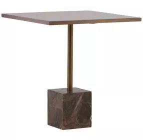 Kasen Brown and Green 28" Square Marble Top Bistro Table