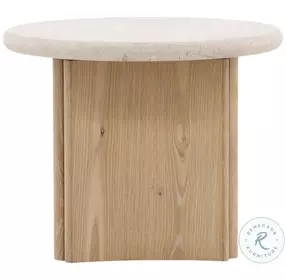 Oj Natural Wash And Cream Marble Side Table