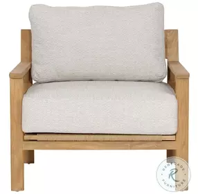 Lex Fairfax Taupe Performance Fabric And Natural Teak Outdoor Occasional Chair