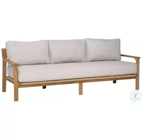 Lex Fairfax Taupe Performance Fabric And Natural Teak Outdoor Sofa
