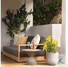 Darlen Charcoal And Natural Teak Outdoor Sofa