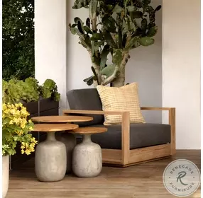 Darlen Charcoal And Natural Teak Outdoor Sofa Chair