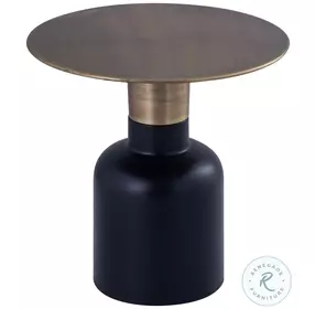 Vid Antique Brass And Black 17" Side Table