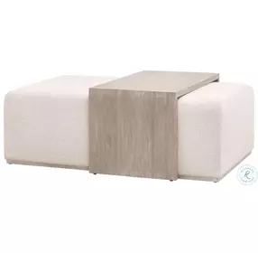 Dovetail LiveSmart Gellar Linen And Natural Gray Upholstered Cocktail Table