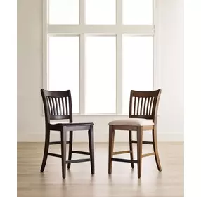 Kafe Mocha Performance Fabric Rake Back Counter Height Dining Chair