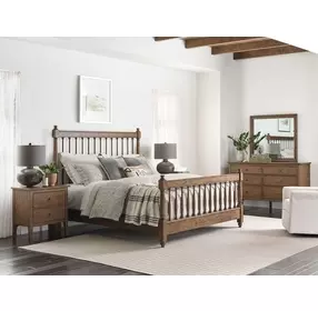 Arbor Bark Queen Spindle Low Profile Bed