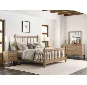 Arbor Oatmeal King Spindle Low Profile Bed