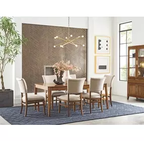 Aspire Medium Stain 114" Extendable Rectangular Edge Dining Table