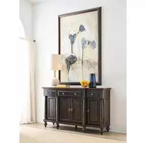 Harrison Bridgetown Black and Heritage Maple 4 Door Credenza