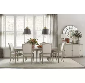 Cambric Creme Breve 128" Extendable Rectangular Dining Table