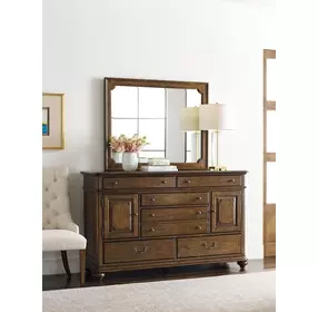 Commonwealth Dennison Medium Stain Rectangular Dresser Mirror