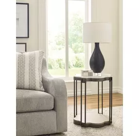 Hidden Treasures Quatrefoil Black and Brown Quatrefoil Marble Top End Table