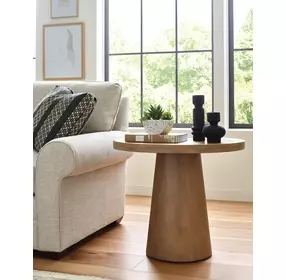 Hidden Treasures Light Stain Large Round End Table