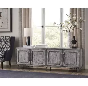 Hidden Treasures Off White 4 Door Modular Credenza