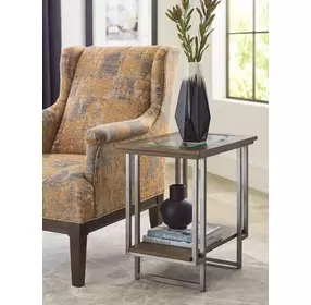 Ingrid Dark Stain Rectangular Glass Top Chairside Table