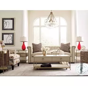 Lenox Capri Alabaster And Brassy Champagne Console Table