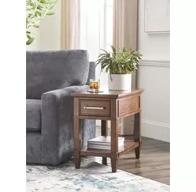 Longham Warm Auburn Rectangular Charging Chairside Table