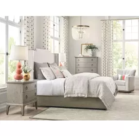 Sharon Gray and Cream Upholstered King Panel Bed