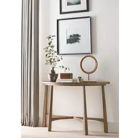 Milo Demilune Light Stain D Shaped Console Table