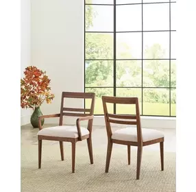 Monogram Walnut Clubhouse Cream Upholstered Side Chair