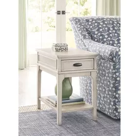 Serra Hamilton Classic White Rectangular Charging Chairside Table