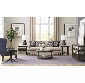 Whitaker Distressed Dark Stain Round Glass Top Cocktail Table With Casters