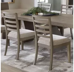 Pure Modern Beige Performance Fabric Ladder Back Dining Chair Set Of 2