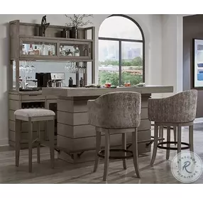 Sleek Minimal Brown Performance Fabric Upholstered Swivel Bar Stool