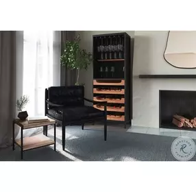 Chefs Teak Gray And Natural Wine Cabinet