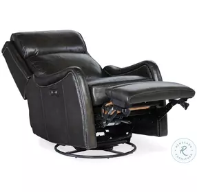 Stark Black Brindisi Trinita Leather Swivel Glider Power Recliner