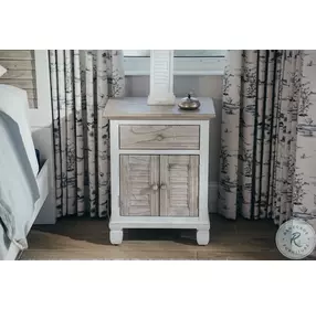 Island Haven Dapple Grey and Blanc 1 Drawer and 2 Door Nightstand with USB Charging