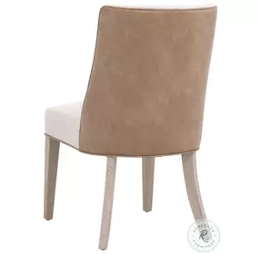 Duet Bisque French Linen And Ivanhoe Toast Performance Fabric Dining Chair Set Of 2